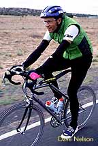 Peter riding his bicycle during RAAM 96